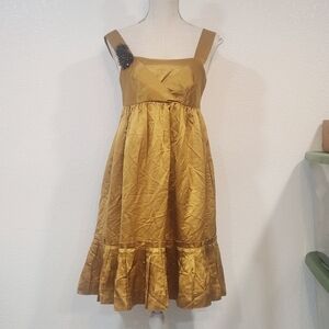 Vera Wang Lavender Label - Gold Empire Waist Dress Sz 6